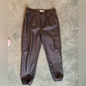 Leather jogger pants